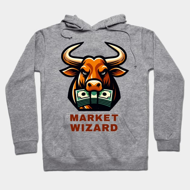 Market Wizard Bull Graphic T-Shirt, Stock Trader Gift, Financial Advisor Tee, Investor Fashion, Money-Themed Casual Wear Hoodie by Cat In Orbit ®